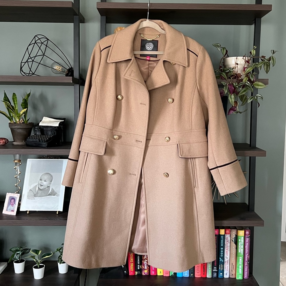 Vince Camuto - Women’s Double-Breasted Peacoat - Camel - XLarge